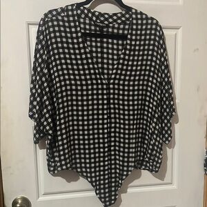 Express Black and White Boxy Blouse